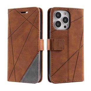 For iPhone 16 Pro Max Skin Feel Splicing Leather Phone Case(Brown)