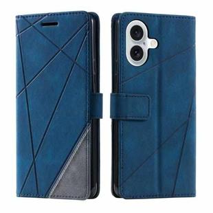 For iPhone 16 Plus Skin Feel Splicing Leather Phone Case(Blue)