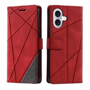 For iPhone 16 Plus Skin Feel Splicing Leather Phone Case(Red)