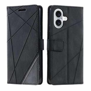 For iPhone 16 Plus Skin Feel Splicing Leather Phone Case(Black)