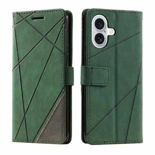 For iPhone 16 Plus Skin Feel Splicing Leather Phone Case(Green)