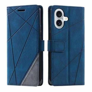 For iPhone 16 Skin Feel Splicing Leather Phone Case(Blue)