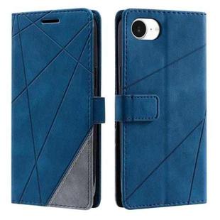 For iPhone 16e Skin Feel Splicing Leather Phone Case(Blue)