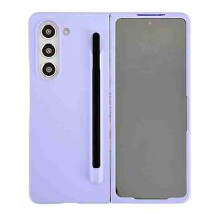 For Samsung Galaxy Fold5 Integrated PC Phone Case with Stylus(Sakura Purple)