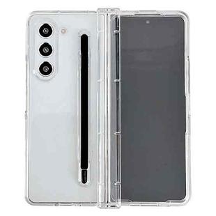 For Samsung Galaxy Fold5 3 in 1 Integrated PC Phone Case with Stylus(Transparent)