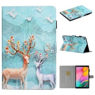For Samsung Galaxy Tab A8.0 (2019) T290 Colored Drawing Pattern Horizontal Flip PU Leather Case with Holder & Card Slot(Sika Deer)