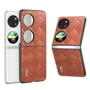 For Huawei P60 Pocket ABEEL Weave Plaid PU Phone Case(Brown)