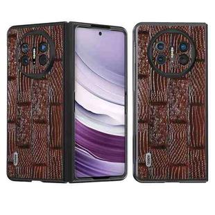 For Huawei Mate X5 ABEEL Genuine Leather Mahjong Pattern Black Edge Phone Case(Brown)
