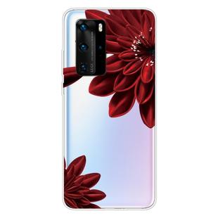 For Huawei P40 Pro Shockproof Painted TPU Protective Case(Red Flower)