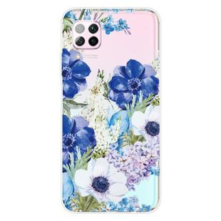 For Huawei P40 lite / nova 6 SE Shockproof Painted TPU Protective Case(Blue White Rose)