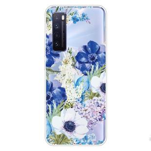 For Huawei nova 7 5G Shockproof Painted TPU Protective Case(Blue White Rose)