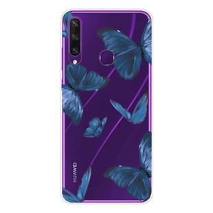 For Huawei Y6p Shockproof Painted TPU Protective Case(Blue Butterfly)