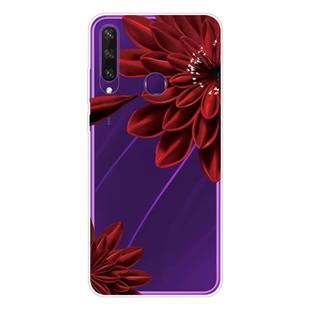 For Huawei Y6p Shockproof Painted TPU Protective Case(Red Flower)