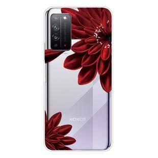 For Huawei Honor X10 5G Shockproof Painted TPU Protective Case(Red Flower)