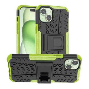 For  iPhone 15 Plus Tire Texture TPU + PC Phone Case with Holder(Green)