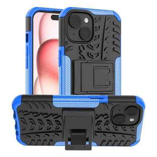 For  iPhone 15 Tire Texture TPU + PC Phone Case with Holder(Blue)