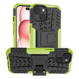 For  iPhone 15 Tire Texture TPU + PC Phone Case with Holder(Green)