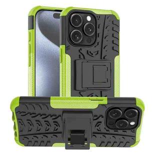 For  iPhone 15 Pro Max Tire Texture TPU + PC Phone Case with Holder(Green)