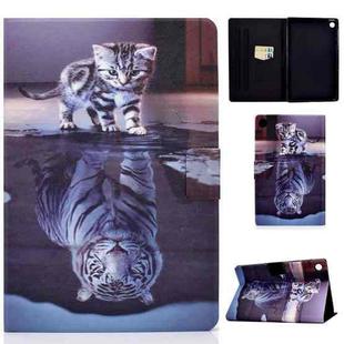For Samsung Galaxy Tab A9+ Colored Drawing Smart Leather Tablet Case(Cat and Tiger)