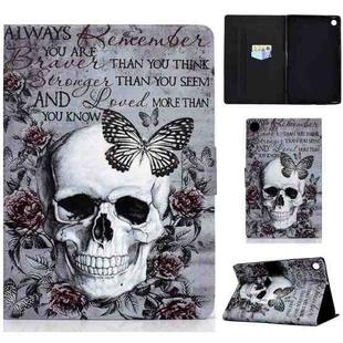 For Samsung Galaxy Tab A9+ Colored Drawing Smart Leather Tablet Case(Skull)