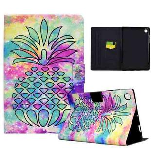 For Samsung Galaxy Tab A9+ Colored Drawing Smart Leather Tablet Case(Colorful Pineapple)