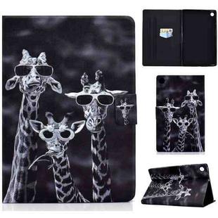 For Samsung Galaxy Tab A9 Colored Drawing Smart Leather Tablet Case(Three Giraffes)