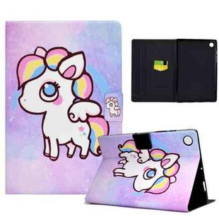 For Samsung Galaxy Tab A9 Colored Drawing Smart Leather Tablet Case(Color Pony)