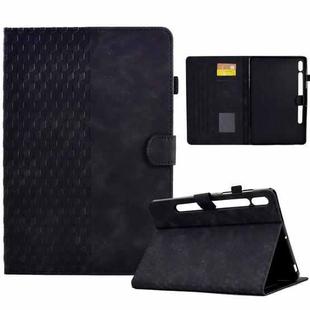 For Samsung Galaxy S10 FE+ Rhombus Embossed Leather Smart Tablet Case(Black)