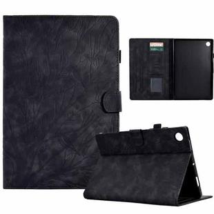 For Samsung Galaxy Tab A9 Fortune Tree Embossed Leather Smart Tablet Case(Black)