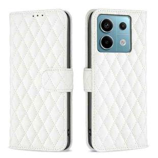For Xiaomi Redmi Note 13 Pro 5G Diamond Lattice Wallet Leather Flip Phone Case(White)
