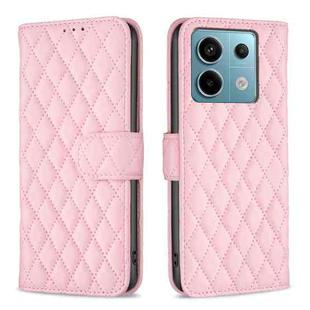 For Xiaomi Redmi Note 13 Pro 5G Diamond Lattice Wallet Leather Flip Phone Case(Pink)