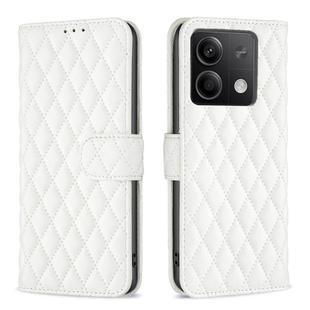 For Xiaomi Redmi Note 13 Diamond Lattice Wallet Leather Flip Phone Case(White)