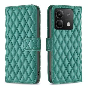 For Xiaomi Redmi Note 13 Diamond Lattice Wallet Leather Flip Phone Case(Green)