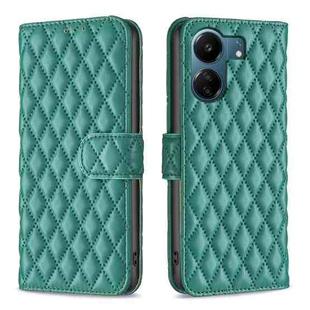 For Xiaomi Redmi 13C Diamond Lattice Wallet Leather Flip Phone Case(Green)