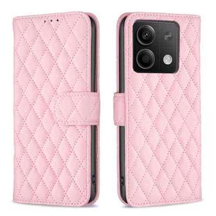 For Xiaomi Redmi Note 13 4G Global Diamond Lattice Wallet Leather Flip Phone Case(Pink)