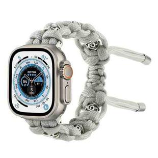 For Apple Watch Ultra 2 49mm Silk Silver Beads Braided Watch Band(Grey)