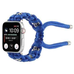 For Apple Watch Series 8 41mm Silk Silver Beads Braided Watch Band(Blue)