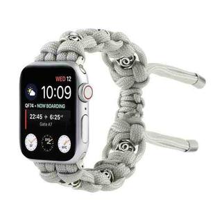 For Apple Watch Series 7 41mm Silk Silver Beads Braided Watch Band(Grey)