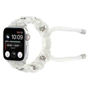 For Apple Watch Series 2 42mm Silk Silver Beads Braided Watch Band(White)