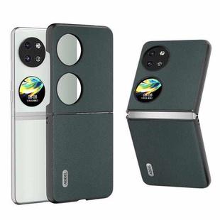 For Huawei P60 Pocket ABEEL Genuine Leather Elegant Black Edge Phone Case(Green)