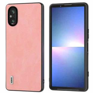 For Sony Xperia 5 V ABEEL PU Leather Black Edge Phone Case(Pink)