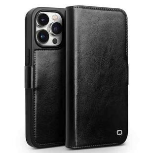 For iPhone 15 Pro QIALINO Classic 103 Buckle Genuine Leather Phone Case(Black)