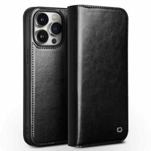 For iPhone 15 Pro QIALINO Classic Genuine Leather Phone Case(Black)