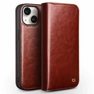 For iPhone 15 QIALINO Classic Genuine Leather Phone Case(Brown)