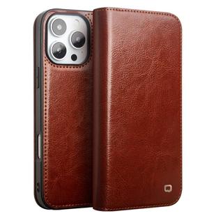 For iPhone 16 Pro Max QIALINO Classic Genuine Leather Phone Case(Brown)