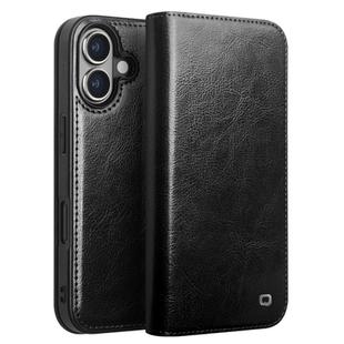 For iPhone 16 Plus QIALINO Classic Genuine Leather Phone Case(Black)