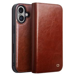 For iPhone 16 Plus QIALINO Classic Genuine Leather Phone Case(Brown)