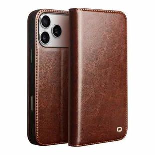 For iPhone 17 Pro Max QIALINO Classic Genuine Leather Phone Case(Brown)