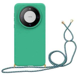 For Huawei Mate 60 Pro Wheat Straw Material + TPU Phone Case with Lanyard(Green)