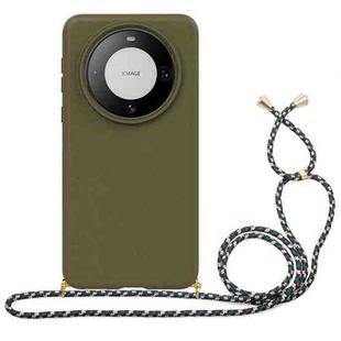 For Huawei Mate 60 Pro Wheat Straw Material + TPU Phone Case with Lanyard(Army Green)